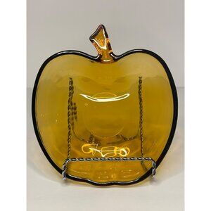 VTG Hazel Atlas Amber Apple Serving, Candy Dish Bowl Home Decor MCM Style